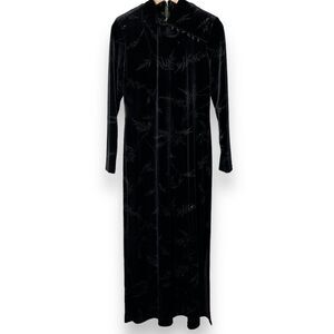 Vintage K.C. Spencer New York Black Velvet‎ Cheongsam Glitter Floral Dress Sz 12